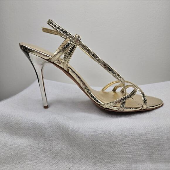 ALDO Gold Strappy High 4in Heels Size 38 / 7½ - Picture 6 of 10